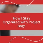 How I Stay Organized with Project Bags